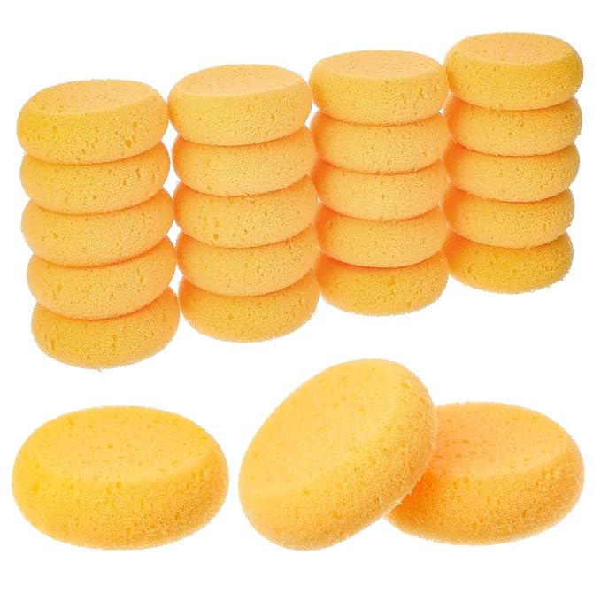 Qianyu 20PCS Pottery Sponges for Clay, Painting Sponge Elasticity Round Cleaning Sponge Soft Water Absorption Soap Sponges for Kitchen Ceramics Household Shoes Leather Care Artists