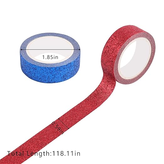 Tesuivra DIY Glitter Washi Tape Set - 12 Rolls Colored Masking Tape, Sparkle Decorative Tape for Art, Scrapbook Tape,Decor & Crafts (Dark)