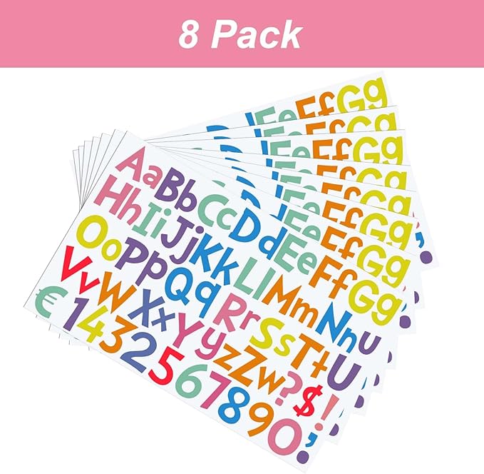 TaoBary 544 Pcs 2 Inch 16 Sheets Large Letter Stickers, Upper and Lower Case, Adhesive Vinyl Alphabet Sticker for Bulletin Board, Poster, Bottle, DIY, Notebook(Macaron Tone,1 Inch)