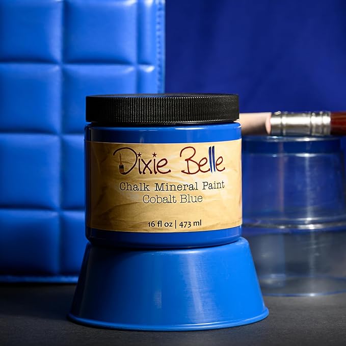 Dixie Belle Paint Company Chalk Finish Furniture Paint - Cobalt Blue (32oz) - Matte Vibrant Blue Chic Chalk Mineral DIY Furniture Paint
