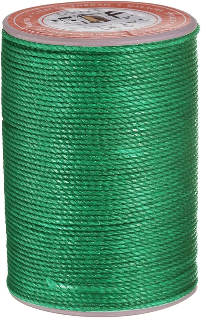 uxcell Round Leather Sewing Waxed Thread, 55m / 60 Yards Wax Polyester String, 0.8mm Waxed Stitching Cord for Leather Crafts, Bookbinding, Bracelets Braided, Dark Green