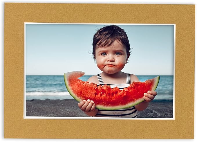 8x10 Mat Bevel Cut for 5x8 Photos - Acid Free Rattan Beige Precut Matboard - For Pictures, Photos, Framing - 4-ply Thickness