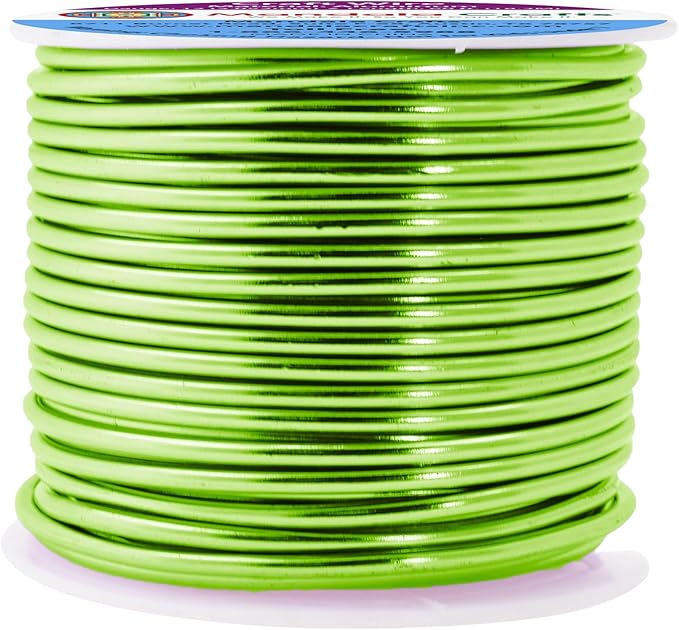Mandala Crafts 12 Gauge Anodized Aluminum Craft Wire for Jewelry Making - 60 FT Colored Flexible Lime Green Wire - Bendable for Bonsai Armature Crafting Sculpting