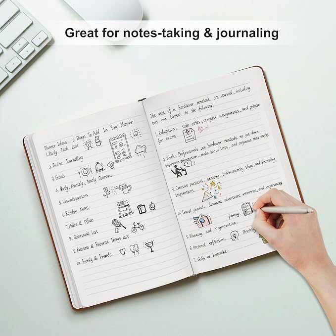 Comix Lined Journal Notebook for Women Men, Journaling Notebooks for Office School Home, Brown, 240 Pages, 5.5" x 8.3", College Ruled, A5, Hardcover