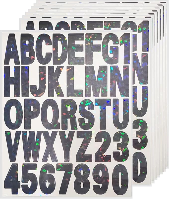 Starboling Letter Stickers,2 inch 8 Sheets Black Alphabet Sticker,Self Adhesive Vinyl Letter Stickers Mailbox Numbers,for Arts Crafts Outdoor Sign Poster Mailbox Sign Doors Mailboxes Car Truck