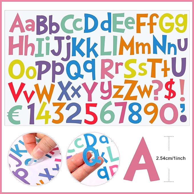 TaoBary 544 Pcs 2 Inch 16 Sheets Large Letter Stickers, Upper and Lower Case, Adhesive Vinyl Alphabet Sticker for Bulletin Board, Poster, Bottle, DIY, Notebook(Macaron Tone,1 Inch)