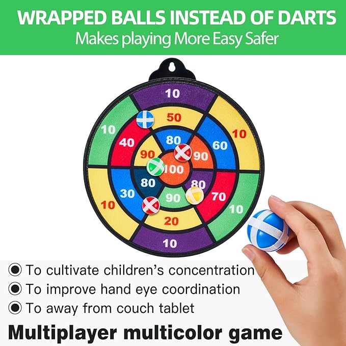 Magnetic Dart Board for Kids-12Magnetic Dart/Sticky Balls Or 2 Toy Gun+40 Foam Dart.Indoor/Outdoor Kids Games and Party Games,Christmas Birthday Gifts Toys for 3-12 Year Old Boys
