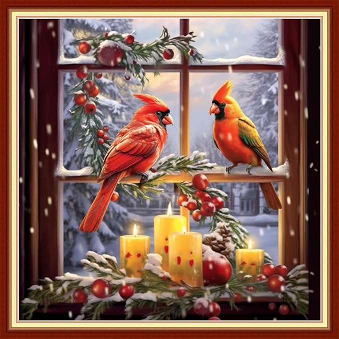 Dooxvey Cross Stitch Kits for Adults Beginners,Full Range of Cross-Stitch Stamped Kits Needlepoint Kits for Beginners Embroidery Kits 11CT Cross Stitch Patterns-Romantic Parrot 18x18 inch