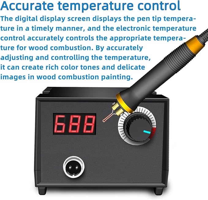 FIRElood Wood Burning Tool,Wood Burning kit Pen 25~750℃,Professional Wood Burning kit,with Digital Thermometer Temperature Adjustable Temperature,1 Wood Burning pens, 30 Wood Burning Pen Tips