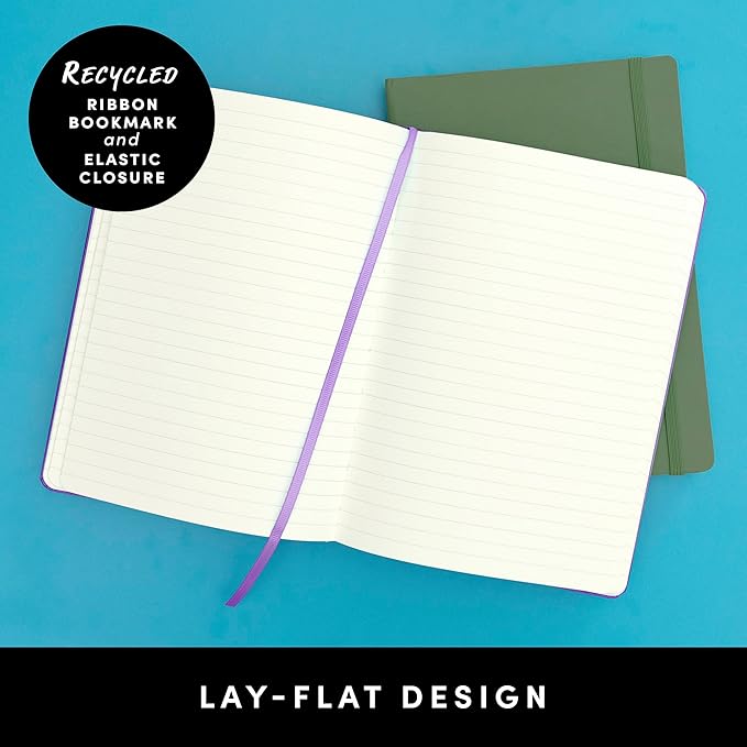 PAPERAGE Recycled Lined Journal Notebook, (Dark Blue), 160 Pages, Medium 5.6 in x 8 in - 100 GSM Thick Paper – College Ruled, Hardcover Journaling Notebook for Work, School & Note Taking