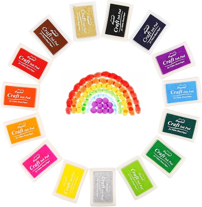 Ink Pads, Stamp Pads for Rubber Stamps, 15 Solid Colors Available for Craft Scrapbooking Fingerpaint on Paper Wood Fabric