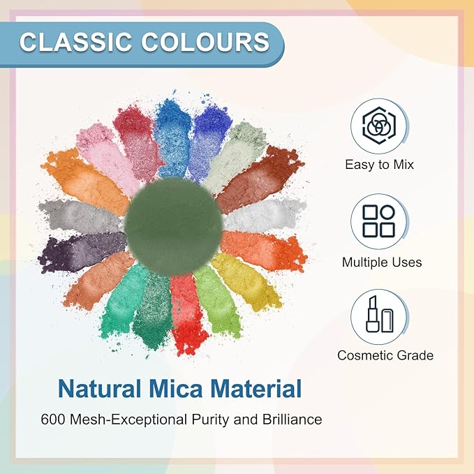 uxcell 10g/0.35oz Cosmetic Grade Mica Powder, 600 Mesh Mica Powder Natural Resin Epoxy Pigment Powders for Casting Resin, Candle Dye, DIY Nail Polish and Lip Gloss, Olive Green