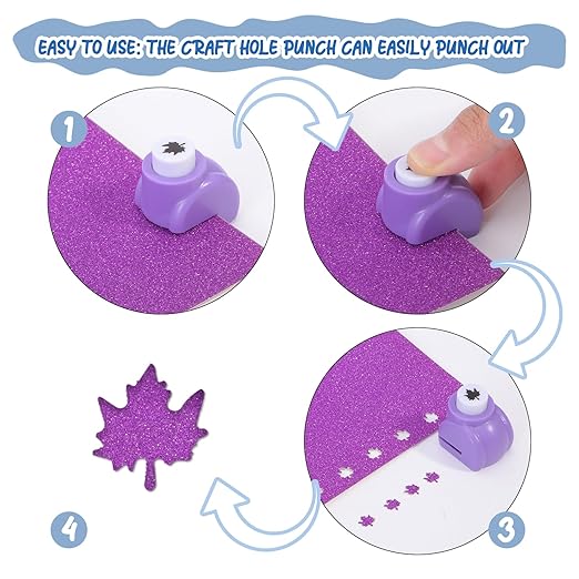 Craft Punches 36 Pack, Hole Punch Shapes 36 Patterns, Craft Hole Punch Shapes, Shape Paper Punch Set for DIY Crafting Scrapbooking Nail Art Craft Punchers Supplies