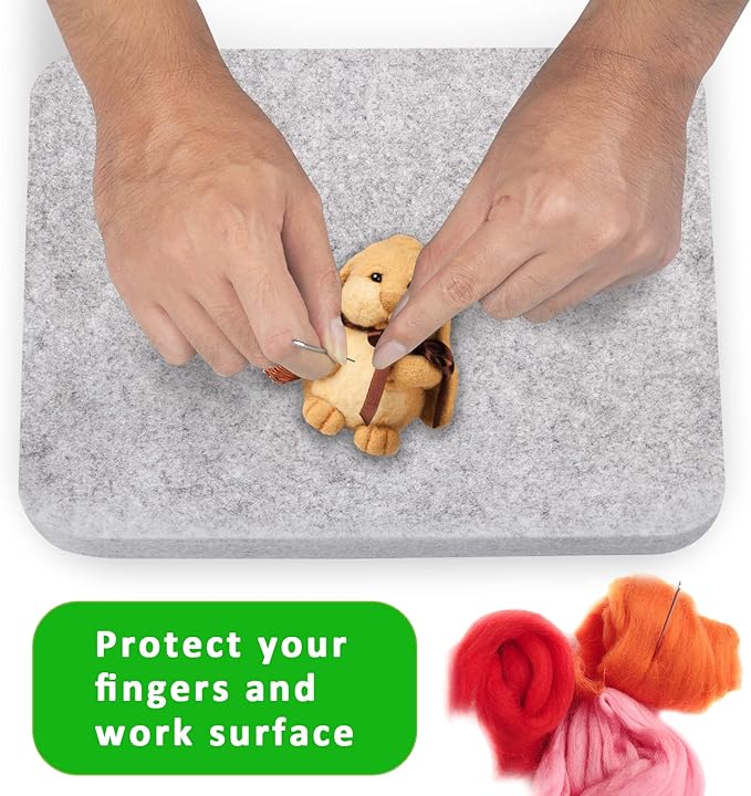 FCENDS Needle Felting Pad, 8x10x1 inch Needle Felt Mat, 100% Natural Wool, Thick and Firm Felt Base for Precision Felting (10"x8")