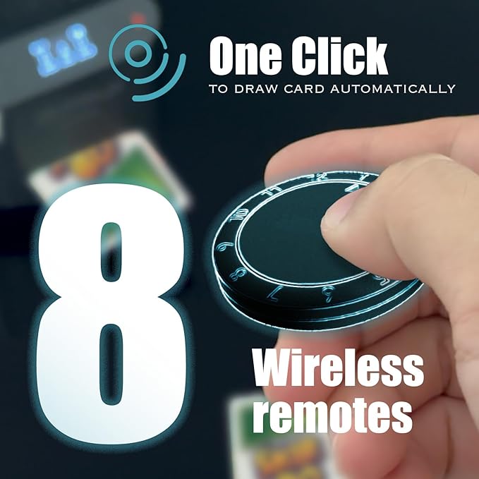 2025 New Smart 2-in-1 Automatic Card Shuffler and Dealer,Programmable Card Dealer,Card Shuffler 2 Deck,360° Rotation,Ultra Quiet,Rechargeable,Support 12 Players (Black Pro+8 remotes)
