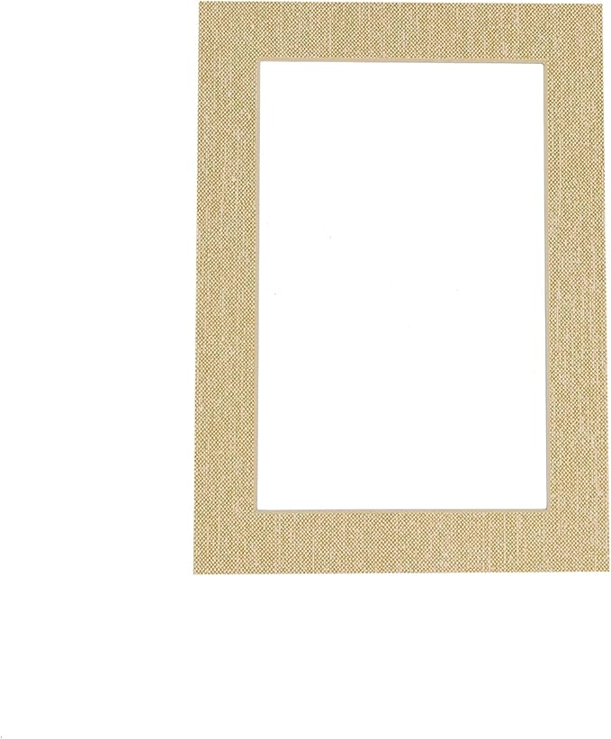 8x10 Mat Bevel Cut for 5x8 Photos - Acid Free Fresh Linen Canvas Precut Matboard With Backing Board and Crystal Clear, Self Seal Photo Mat Bag - For Pictures, Photos, Framing - 4-ply Thickness