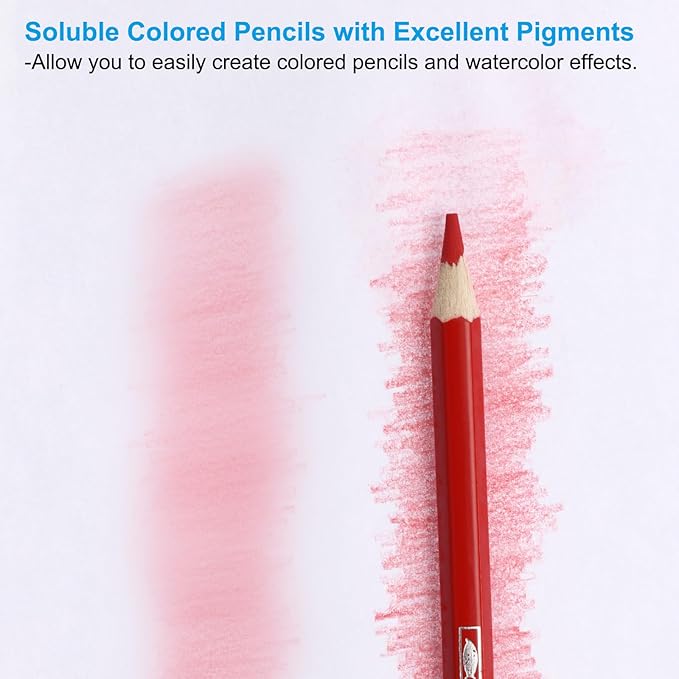 PATIKIL Watercolor Pencil, 6Pcs Water Soluble Pencils for Blending, Coloring, Sketch Drawing, Painting, Bright Blue
