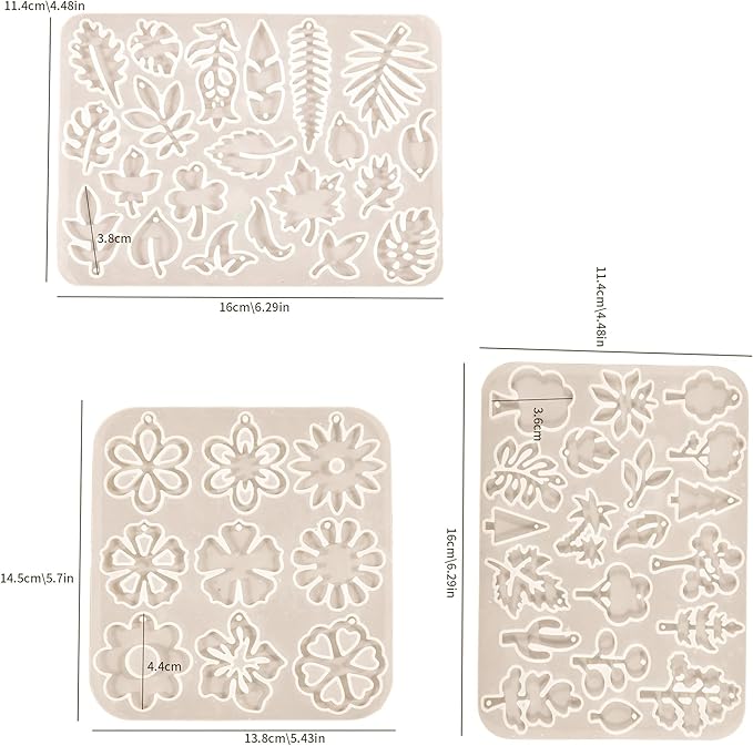 3 Pack Leaf/Flower/Tulip Pendant Earring Nacklace Resin Mold - Resin Casting Silicone Molds for Home Decor & Candle Making Wave Spiral Mold