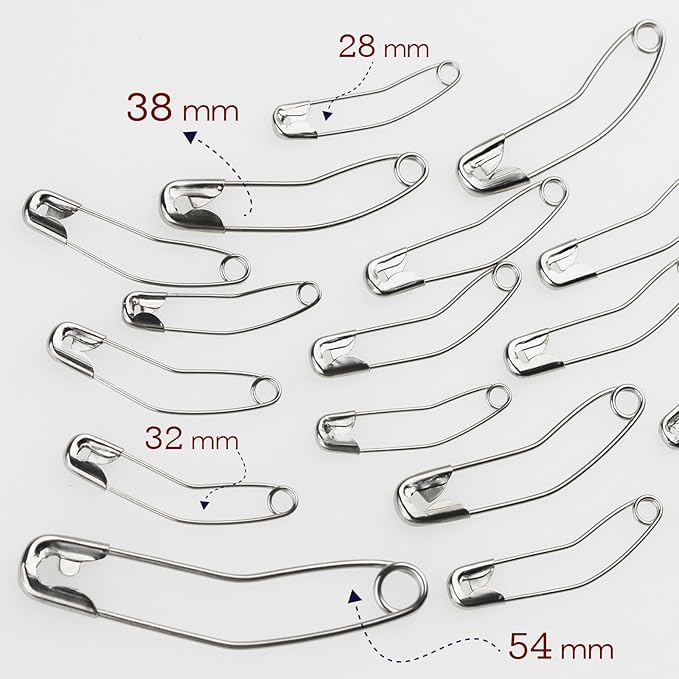 160 Pack Curved Safety Pins for Quilting Basting Pins 28mm 32mm 38mm 54mm Assorted Sizes Quilting Safety Pins Stainless Steel Quilting Pins