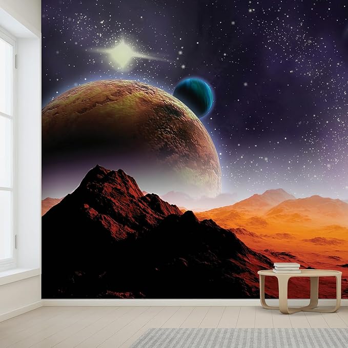 wall26 Peering into a Vibrantly Colored Space Wall Mural, Removable Sticker, Home Decor - 108x168 inches