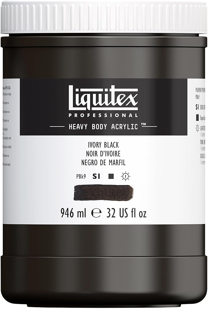 Liquitex Professional Heavy Body Acrylic Paint, 32-oz (946ml) Pot, Ivory Black