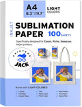 Printers Jack Sublimation Paper - Heat Transfer Paper 100 Sheets 8.3" x 11.7" for Any Epson HP Canon Sawgrass Inkjet Printer with Sublimation Ink for T shirt Mugs DIY