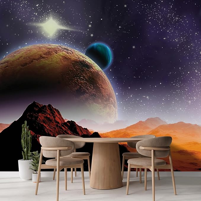 wall26 Wall Sticker/Wall Mural Peering into a Vibrantly Colored Space, Not Peel and Stick, Non-Woven Wallpaper Decorative for Bedroom, Living Room,Office - 132x144 inches