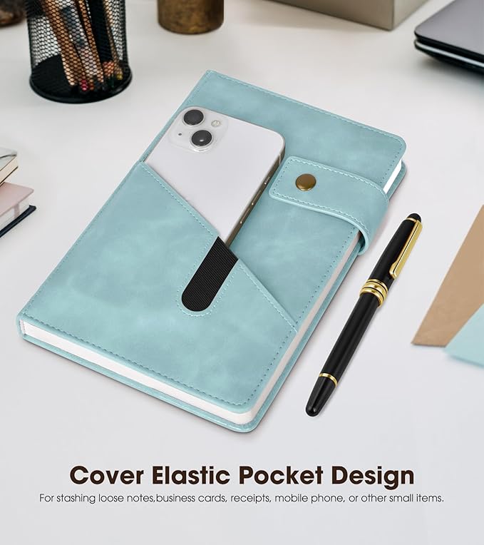 A5 Lined Leather Journal Notebook for Men Women,5.9" X 8.4" Hardcover Journal with Pen,200 Pages 100 Gsm Thick Ruled Paper Daily Diary for School,Travel,Business,Work,Home Writing