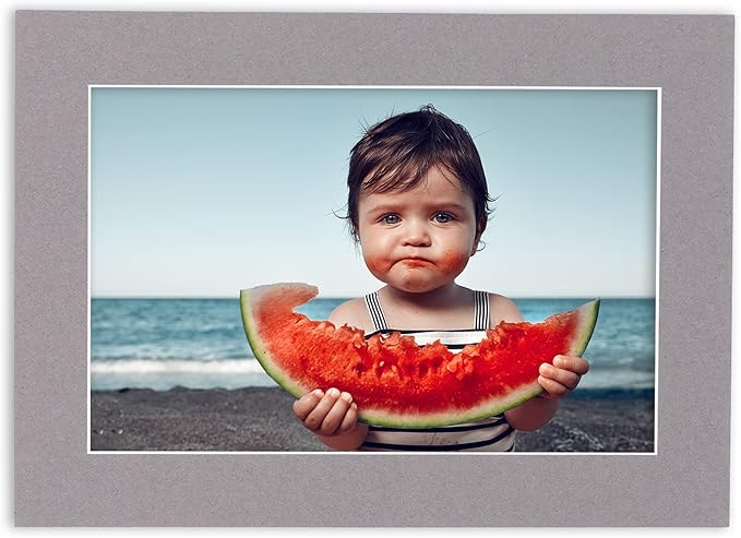 8x10 Mat Bevel Cut for 5x8 Photos - Acid Free Charcoal Grey Precut Matboard - For Pictures, Photos, Framing - 4-ply Thickness
