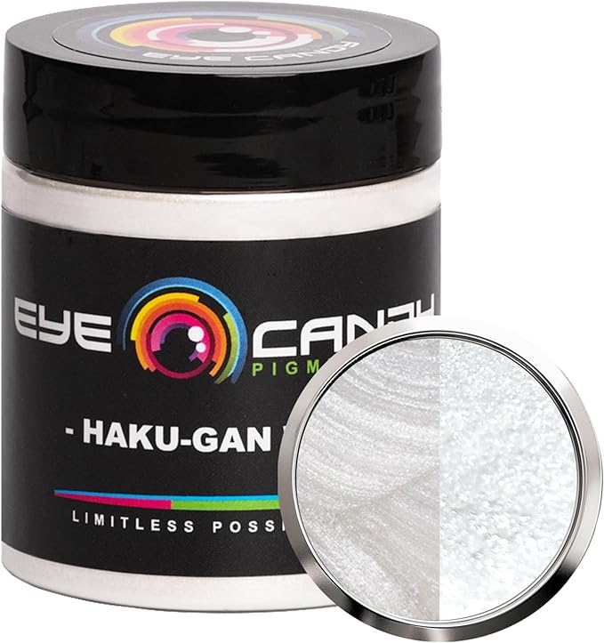 Eye Candy Pigments Premium White Mica Powder - Haku-Gan White (25gr) - for Epoxy, Resin, Soap, Paint, Woodworking, Acrylic Pouring, Bath Bombs, Fishing Lures - DIY Arts and Crafts Additive