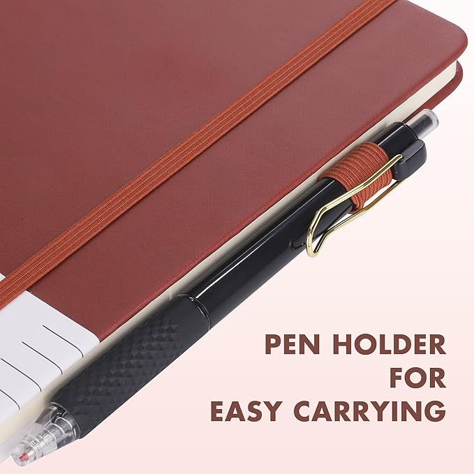 Aodaer 12 Set Lined Notebook Journals with Pens A5 Notebooks 100 GSM College Ruled Hardcover Notebook PU Leather Notepad with Pen Holder for Office School, 5.7 x 8.3 Inches, Deep Multicolor