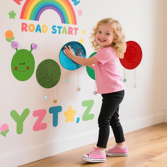 Sensory Wall Panel for Kids, Sensory Toys for Wall ＆ Floor, Sensory Mats for Autistic Children and Toddlers, Wall Busy Board Sensory Room Must Haves (Caterpillar)