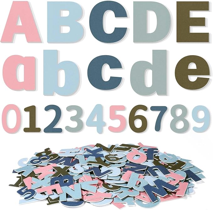 Breling 310 Pieces Felt Bulletin Board Letters Sticker with Number, 2" Bulk Self Adhesive ABC Upper Lowercase Sticky Letter for Christmas Gift Poster Bulletin Board Classroom(Dark Color)