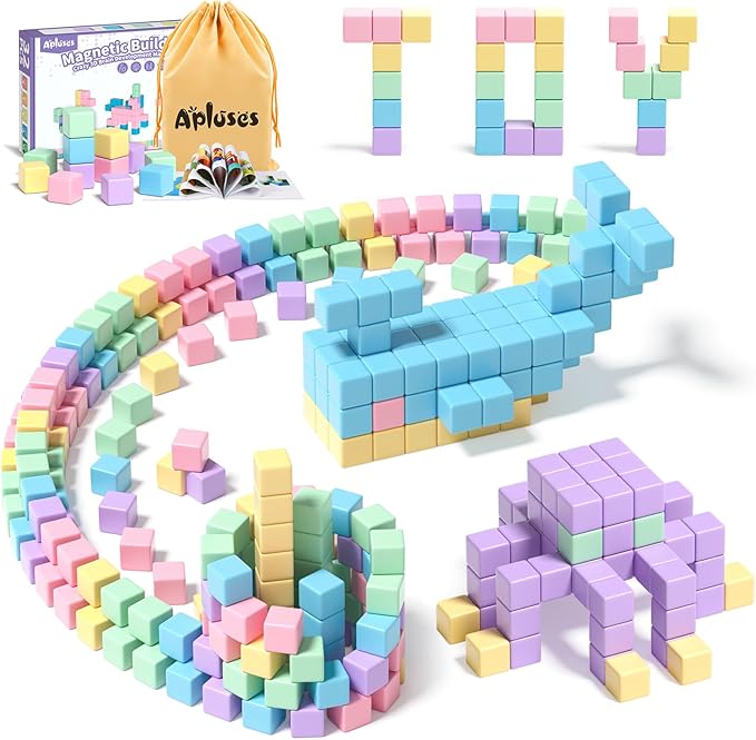 32pcs Magnetic Blocks Building Cubes for Toddlers, Classroom Must Haves Creative Learning Kids Gifts, Preschool Montessori Sensory Autism Magnet Toys for Boys and Girls Ages 3 4 5 6