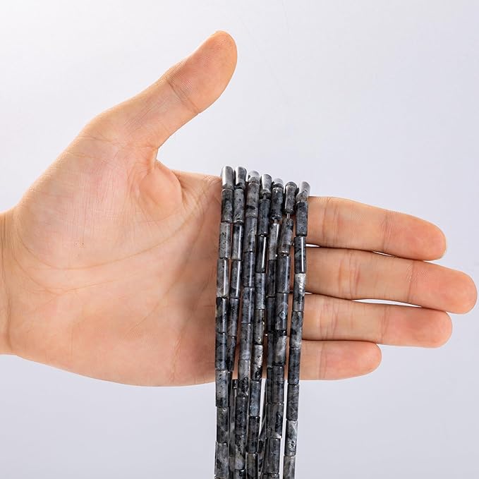 Natural Black Spectrolite Cylinder Tube Beads 4x13mm 38cm/str Loose Semi Gemstone Stone Beads for Making Bracelets Necklace Earrings