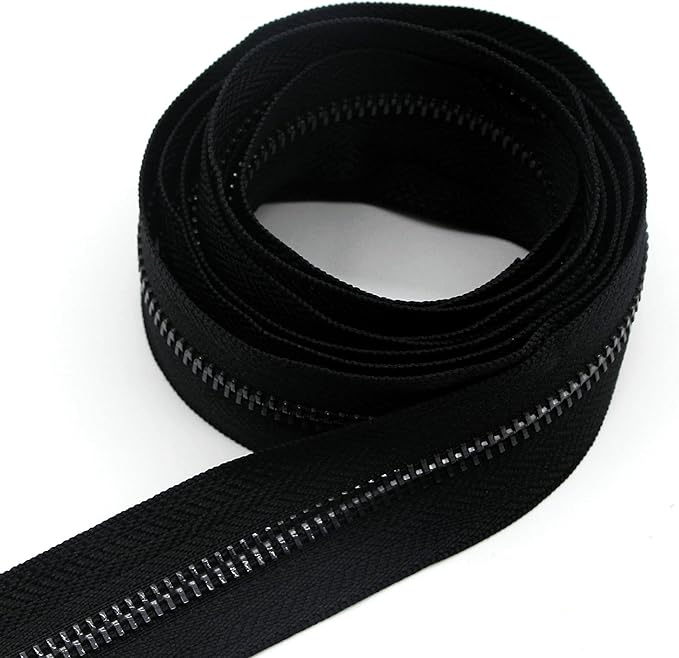 #5 Metal Zippers by The Yard Bulk 2 Yards Black Tape with 10 pcs Sliders Black Nickel Teeth Handmade Zipper for Sewing Craft Bag Backpack, Wallets, Purses Leekayer