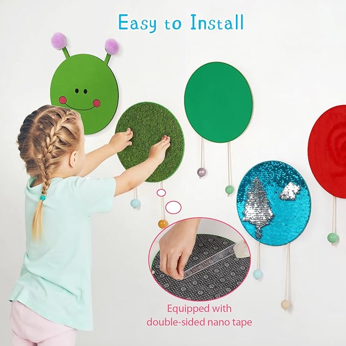 Sensory Wall Panel for Kids, Sensory Toys for Wall ＆ Floor, Sensory Mats for Autistic Children and Toddlers, Wall Busy Board Sensory Room Must Haves (Caterpillar)