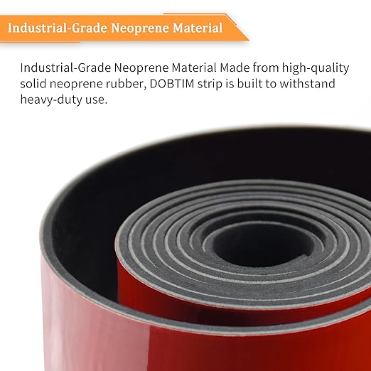 DOBTIM Solid Neoprene Rubber Strips with Adhesive Backing 1/8 (.125)" Thick x 1" Wide x 10' Long, Self Adhesive Rubber Sheets, Rolls & Strips for DIY Gaskets Crafts Pads Seals Warehouse Flooring