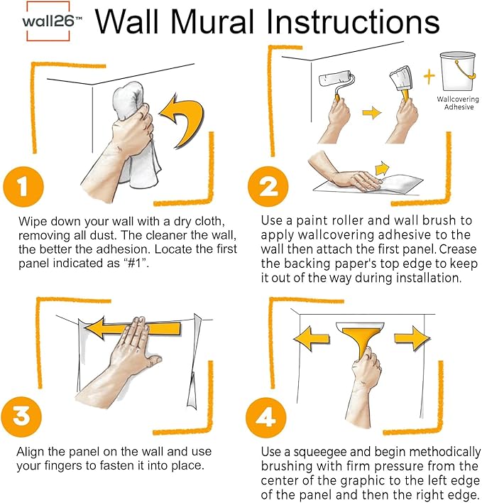 wall26 Wall Sticker/Wall Mural Wildflower Abstract, Not Peel and Stick, Non-Woven Wallpaper Decorative for Bedroom, Living Room, Office - 99x96 inches