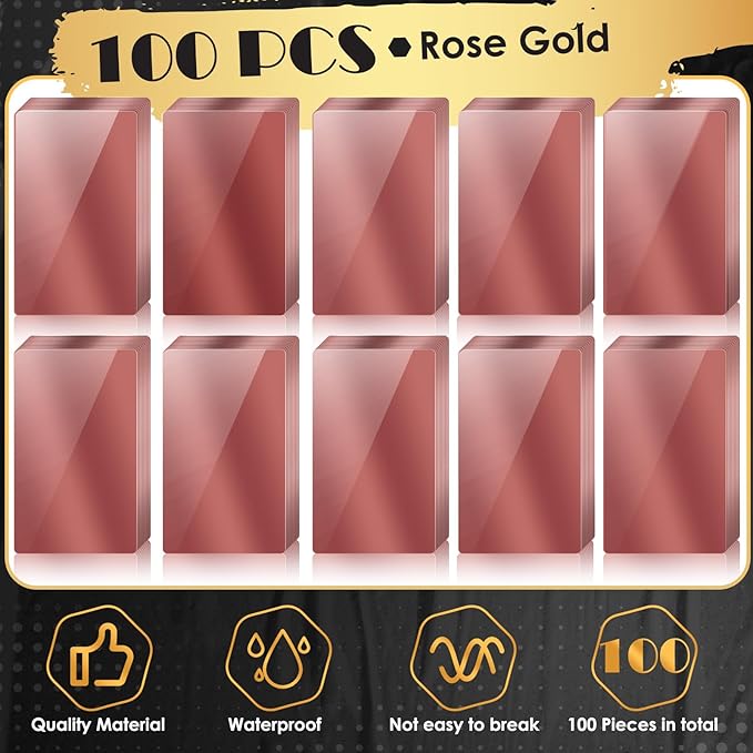 weparmeety 100 Pcs Metal Engraving Blanks Aluminum Sheet Laser Engraving Business Card Multipurpose DIY Gift Cards 86 x 54 x 0.21 mm (Rose Gold)