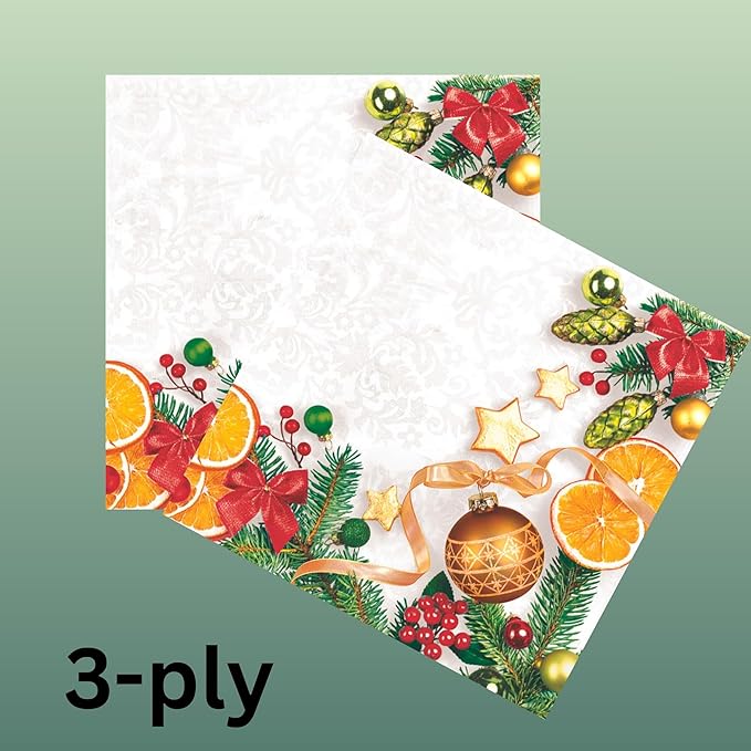 20-ct 13x13 Christmas Paper Decoupage Napkins, 3-Ply Servilletas Tissue Napkin for Dinner and Parties, Disposable Napkins (Cookie)