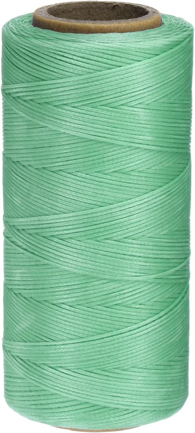 uxcell 150D 0.8mm Flat Waxed Thread 284 Yards Polyester Leather Sewing Waxed String Hand Stitching Waxed Cord for Leather Stitching Sewing Bookbinding DIY Craft Sky Green