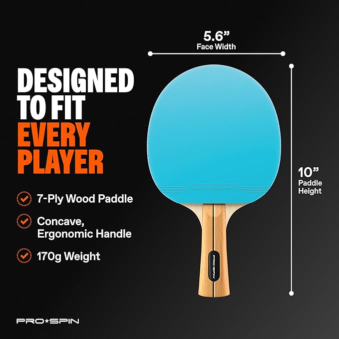PRO SPIN Ping Pong Paddles - High-Performance Set with Premium Table Tennis Rackets, 3-Star Ping Pong Balls, Compact Storage Case | Professional Quality Ping Pong Paddle Set | Indoor & Outdoor Games