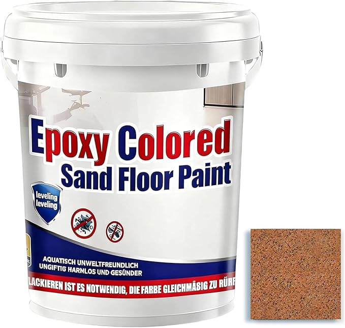 Epoxy Colored Sand Floor Paint, Epoxy Floor Paint for Concrete, High Gloss Marble Effect Coating, Waterproof Non-Slip Concrete Paints, Suitable for Indoor/Outdoor Use (Orange,16 oz/0.5 kg)