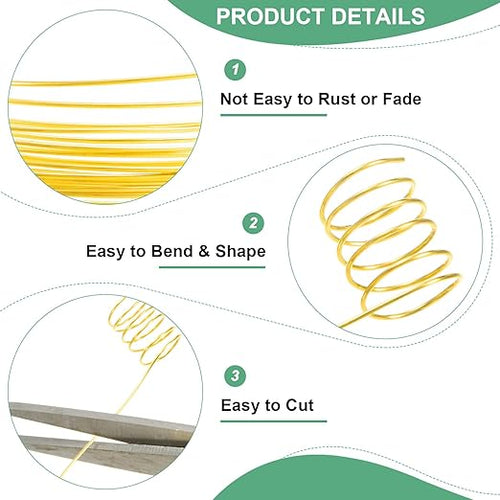 0.6 mm/22 Gauge Copper Wire for Jewelry Making, 13.1FT Copper Beading Craft Wire for Jewelry/Weaving/DIY Crafting/Planting, Color-Retaining [4M, Gold Tone]