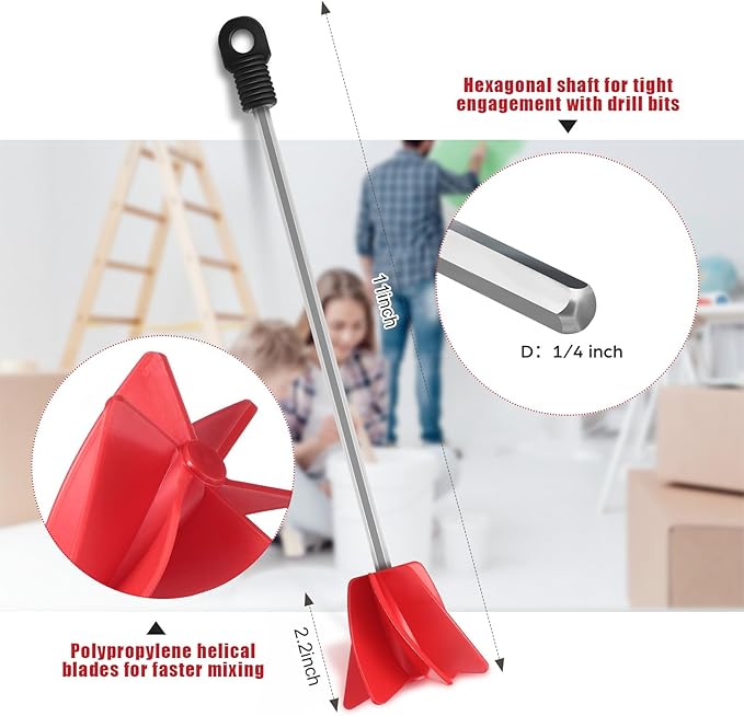 Loosh 3 Pcs 11 Inch Paint Stirrer for Drill, Paint Mixer Attachment, Helix Epoxy Mixer for Concrete Resin Silicone Stirrer Paddle Works with Most Drills