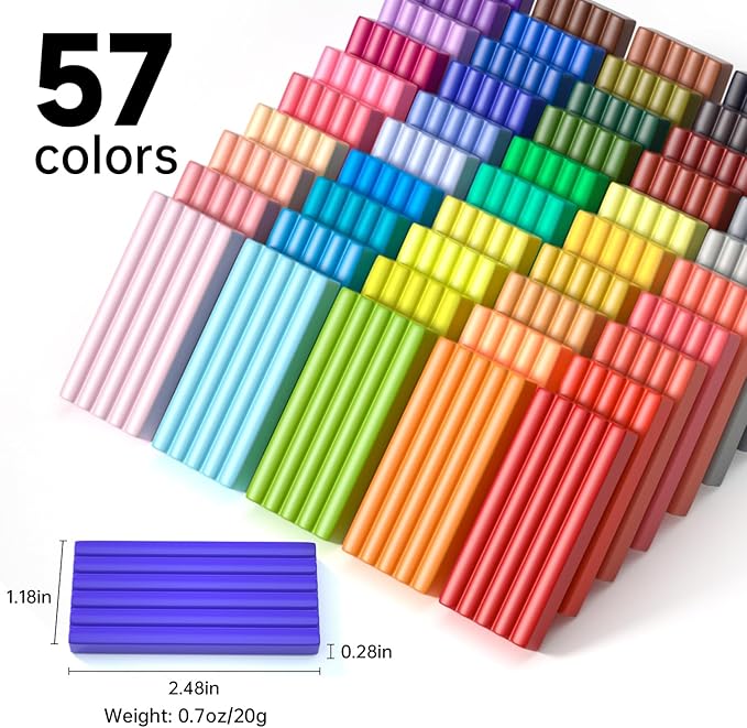 Shuttle Art Polymer Clay Kit, 57 Colors, Soft Oven Clay Kit, 19 Carving Tools and 10 Kinds of Accessories, Non-Stick, Non-Toxic, Ideal Gift for Kids