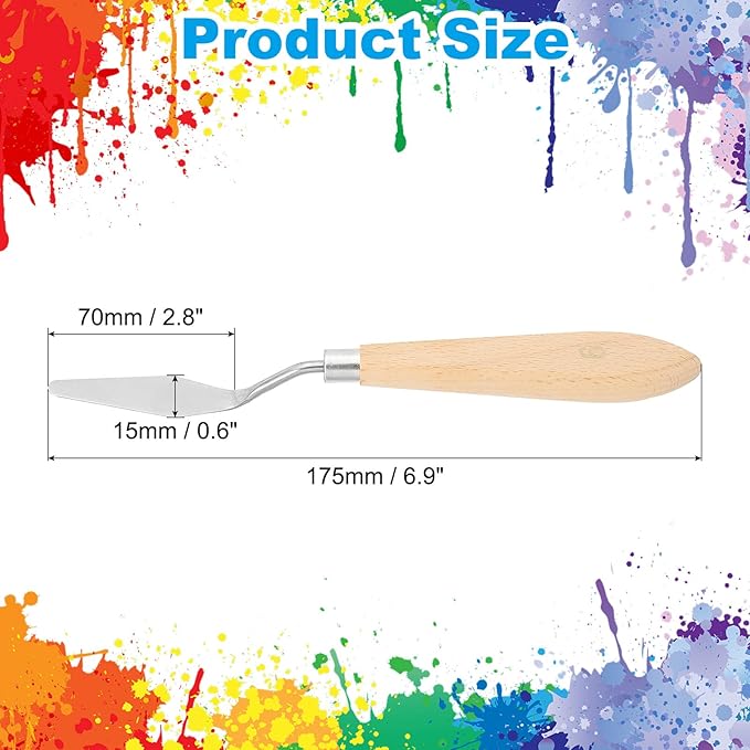 PATIKIL Art Spatula, No.6 15mm Stainless Steel Flexible Palette Knife Painting Knife Painting Spatula Oil Painting Mixing Scraper with Wood Handle for Canvas Acrylic Painting, Brown