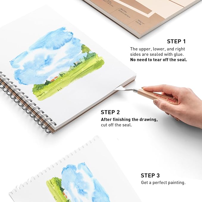 HIMI Mix Media Paper Pad 9X12''(180g/m²) 40 Sheets Mix Paper Pad, Side Wire Bound, Fine Texture, in Gouache Acrylic Art Pad for Sketching, Ink Sketch Book, Art Supplies Drawing Pad Gift (Pink)