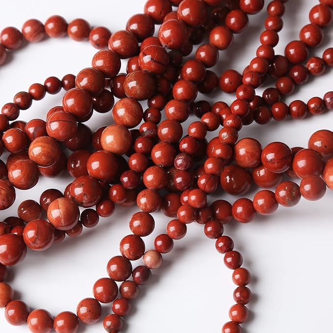 36PCS 10MM Red Jasper Stone Beads Round Loose Beads for Jewelry Making DIY Energy Healing Power Bracelet 15